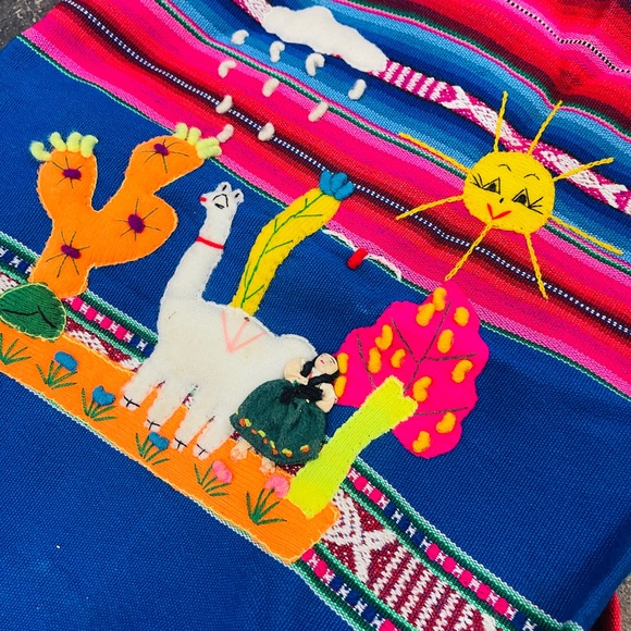 Authentic Peruvian Handmade Drawstring Backpack – Bright Andean Textile - Picture 3 of 4